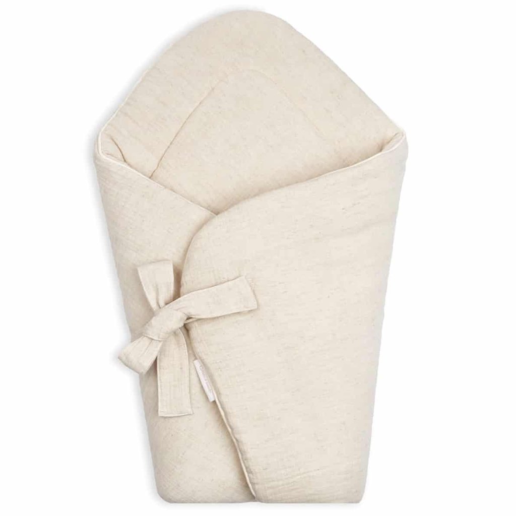 Cotton & Sweets Musselin Einschlagdecke Babyhorn mit Leinen, natural