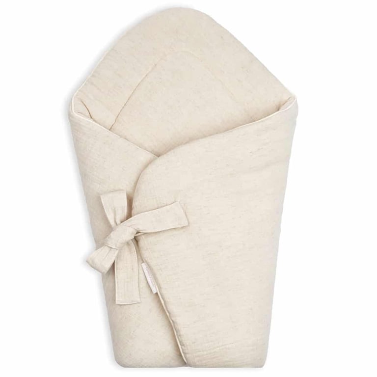Cotton & Sweets Musselin Einschlagdecke Babyhorn mit Leinen, natural