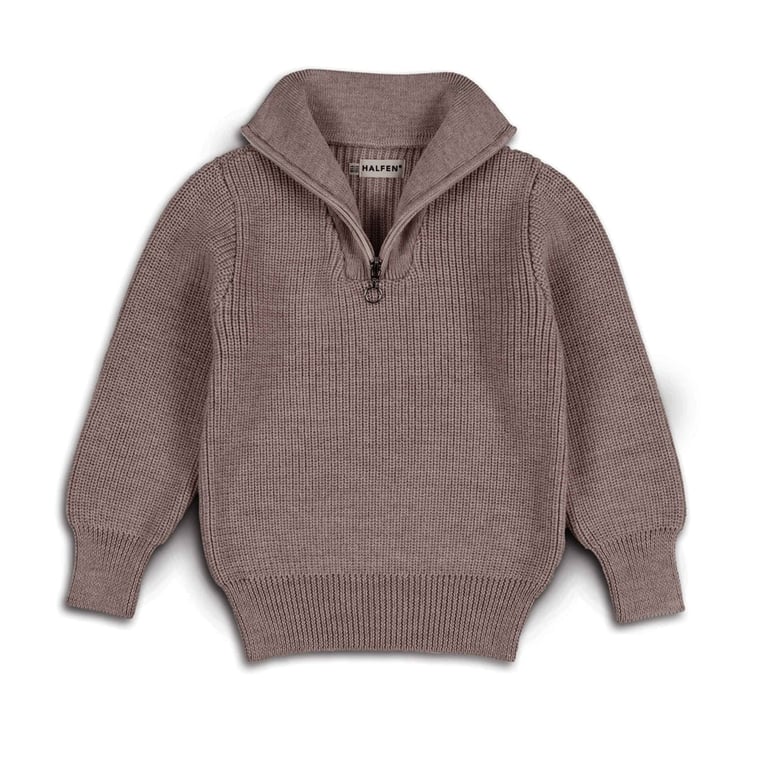 Halfen Kinder Strick Troyer, nuss