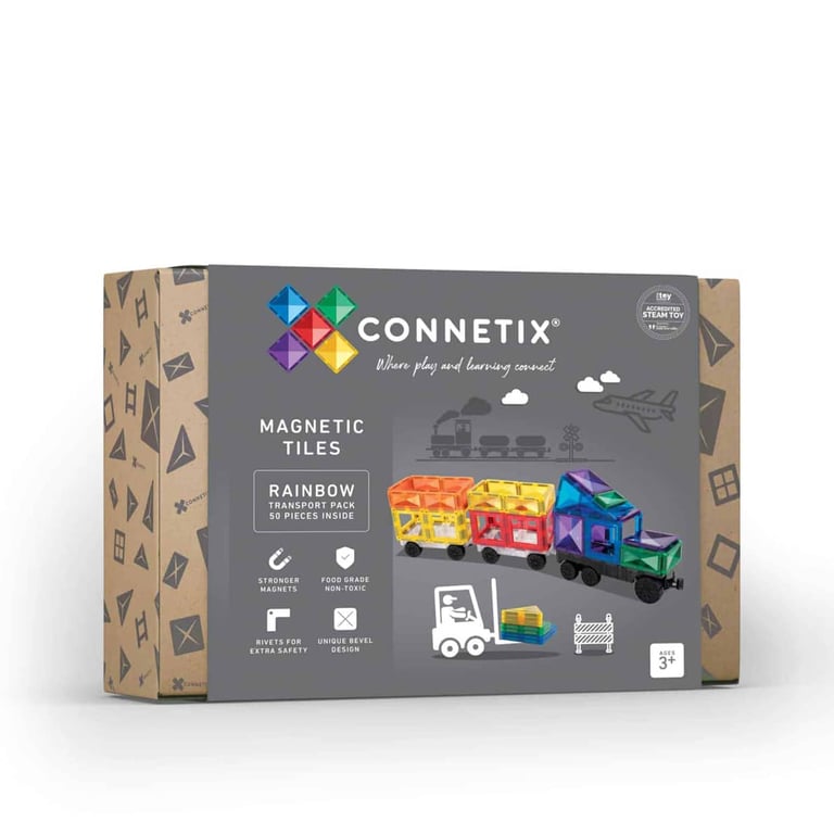 Connetix Magnet Bausteine Rainbow Transport, 50-teilig