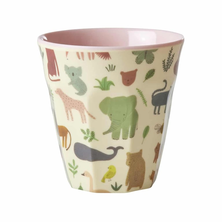 Rice Melamin Becher Medium Sweet Jungle Print, hellrosa