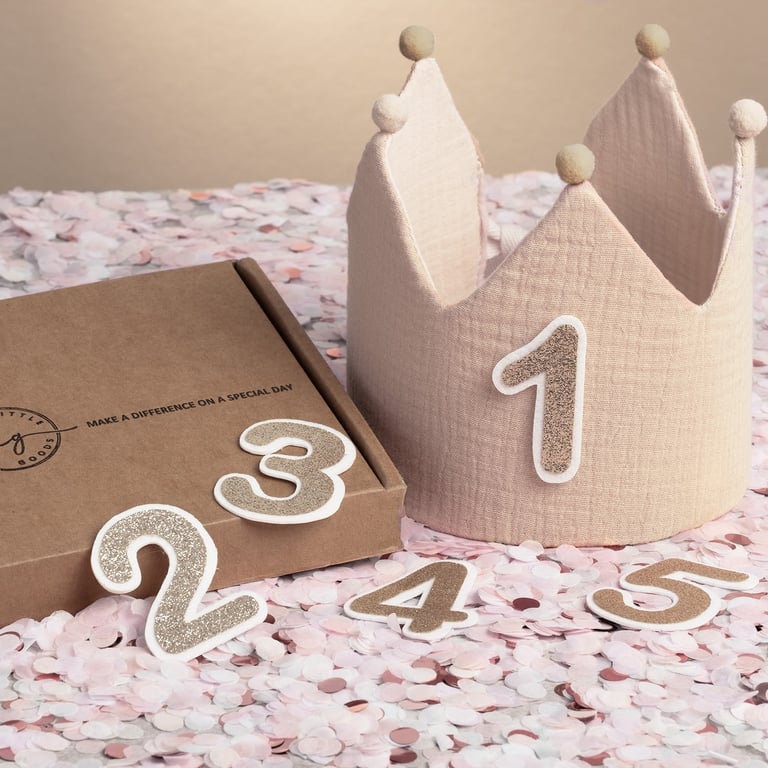 Little Goods Musselin Geburtstagskrone beige