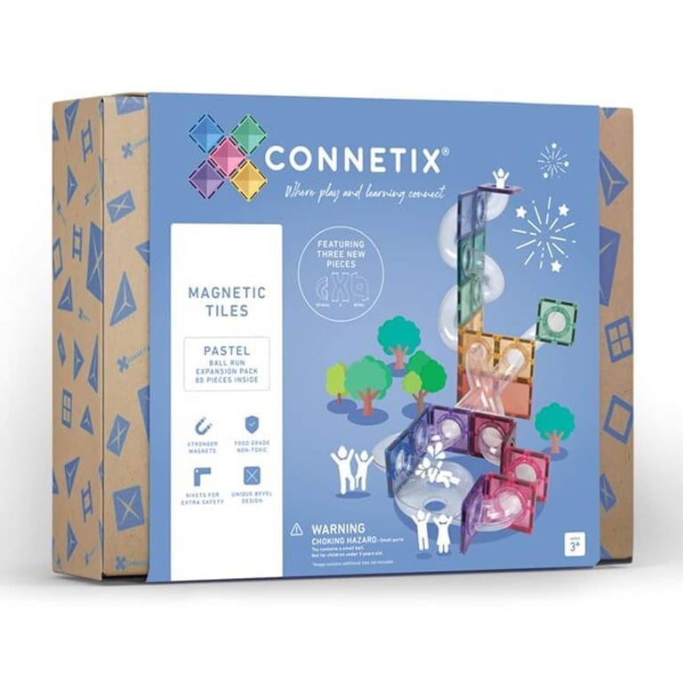 Connetix Magnet Bausteine Erweiterungsset Kugelbahn Pastel, 80-teilig