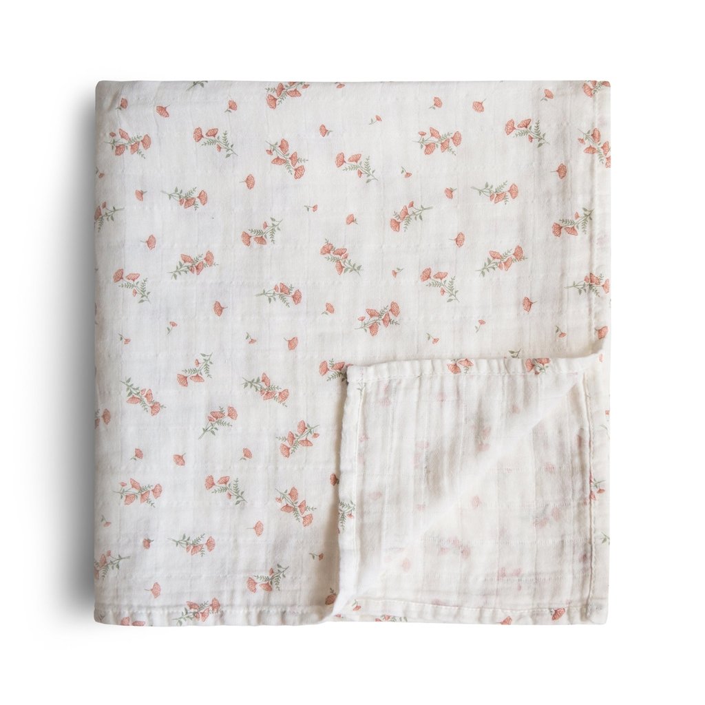 Mushie Musselin Swaddle Pink Flowers