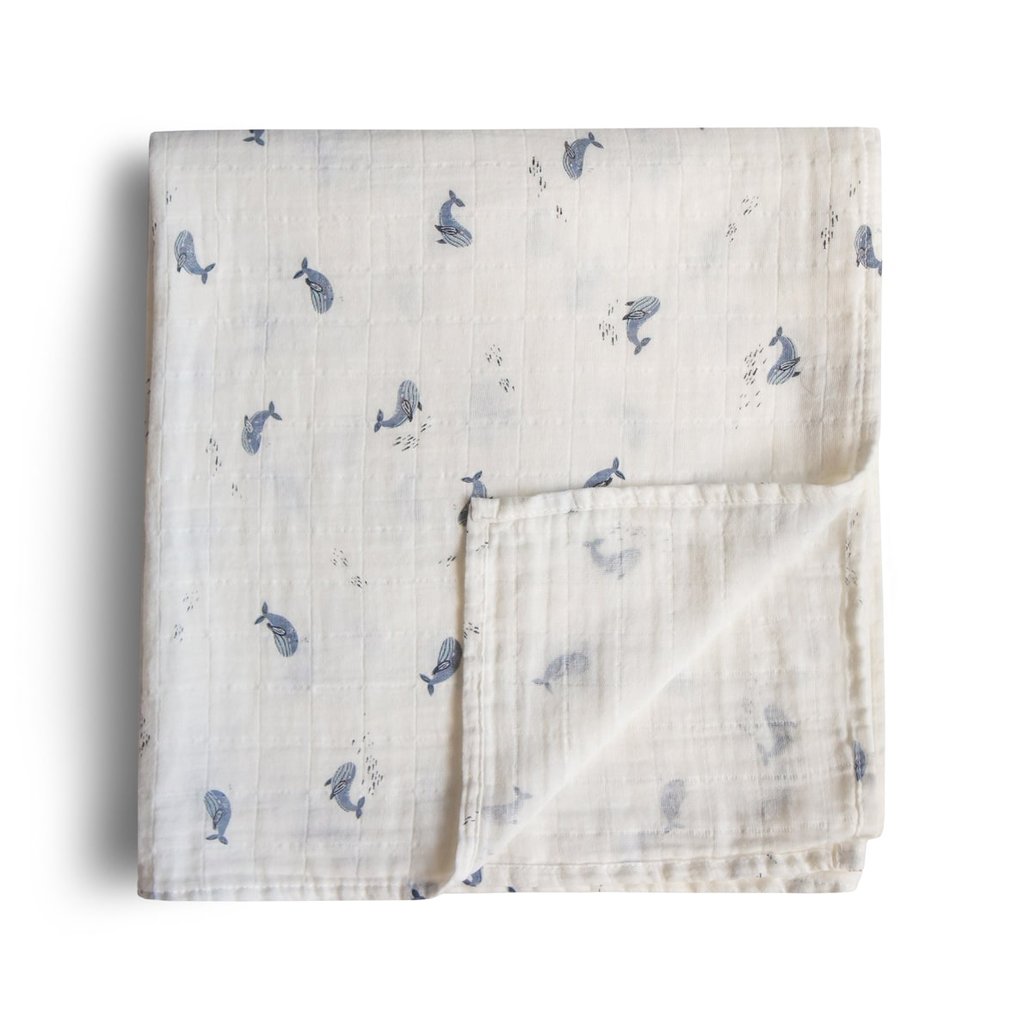 Mushie Musselin Swaddle Whales