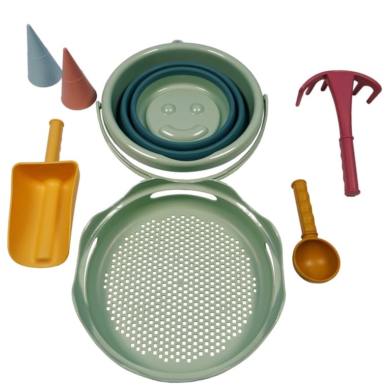 Schildkröt 7in1 Sand Toys Falteimer Set Green