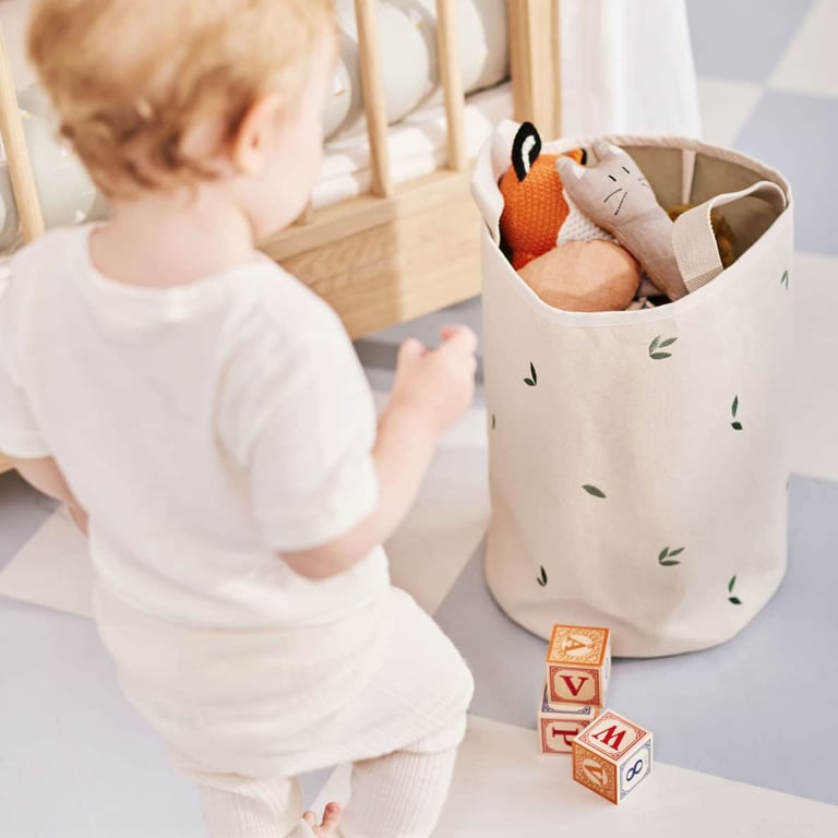 Dear April bestickte Aufbewahrungskörbe, klein, 2-er Set, Leaves 1