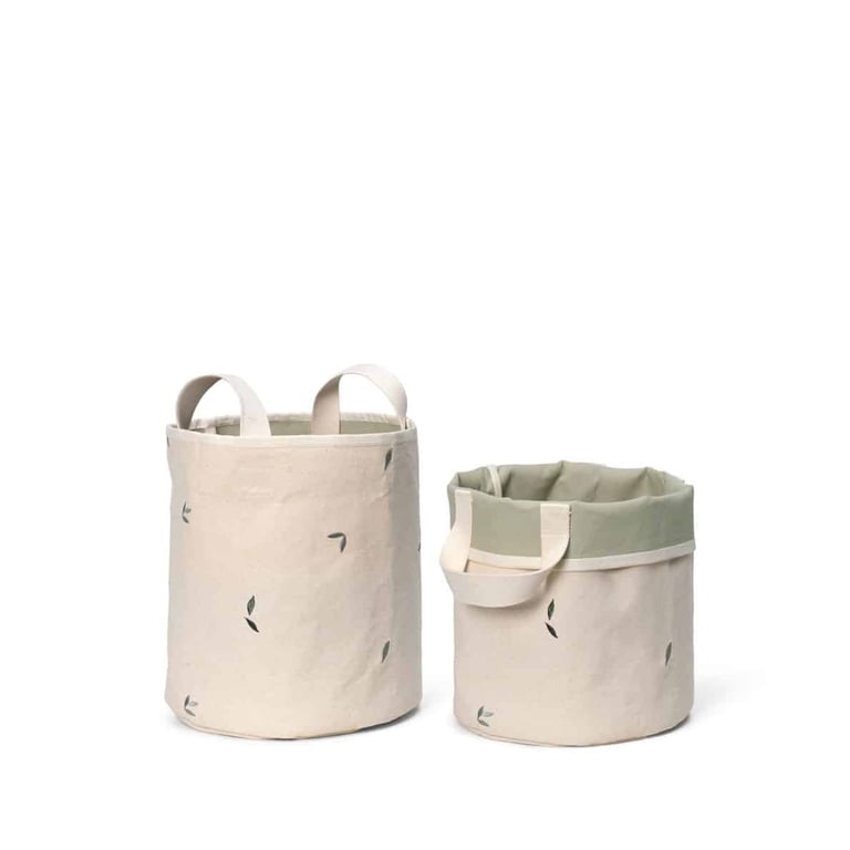 Dear April bestickte Aufbewahrungskörbe, klein, 2-er Set, Leaves