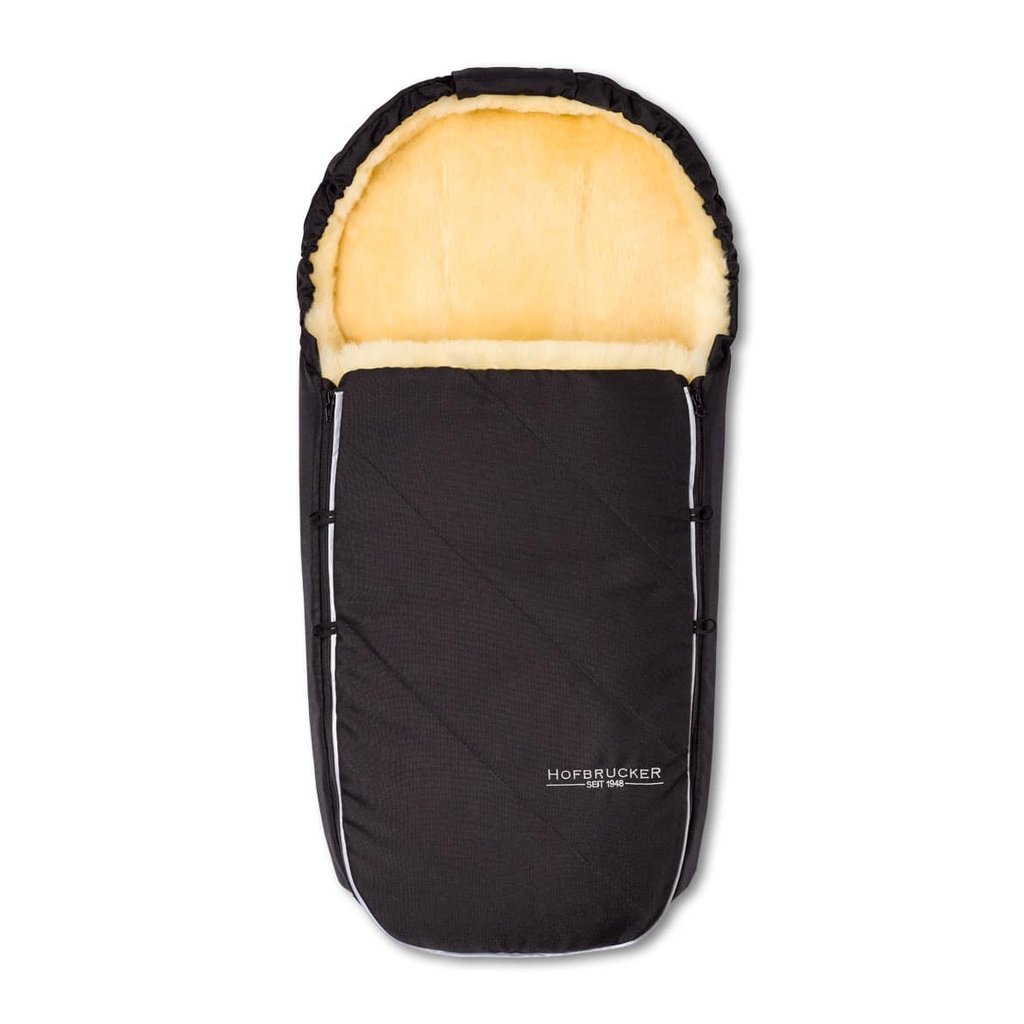 Hofbrucker Lammfellfußsack Toni für Kinderwagen schwarz
