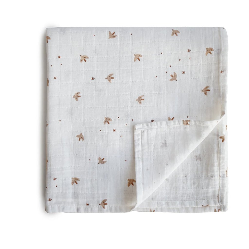 Mushie Musselin Swaddle Sparrow