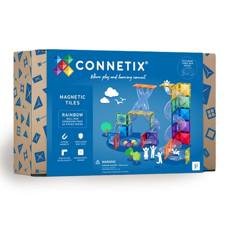 Connetix Magnet Bausteine Erweiterungsset Kugelbahn Rainbow, 66-teilig