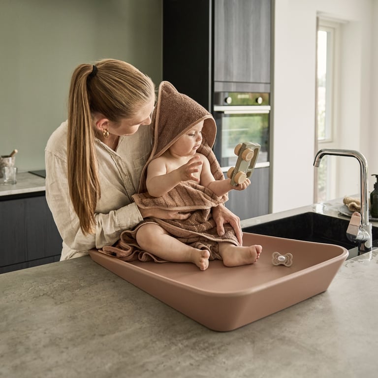 Leander Hoodie Babyhandtuch mit Kapuze, Clay