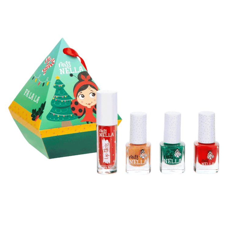 Miss Nella Kids Nail Polish Set, Glow Festive Diamond (4er Pack)