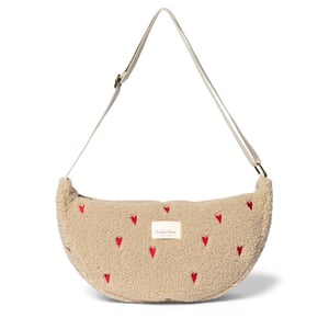 Studio Noos Adult Fanny Bag Teddy Pouch Hearts, ecru