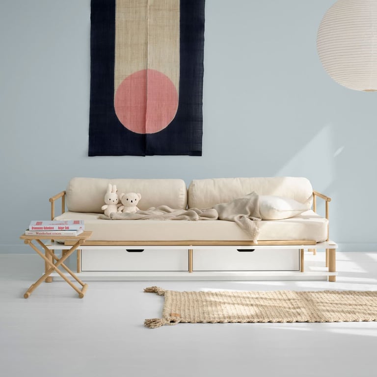 Oliver Furniture Camp Bettsofa, weiß/Eiche