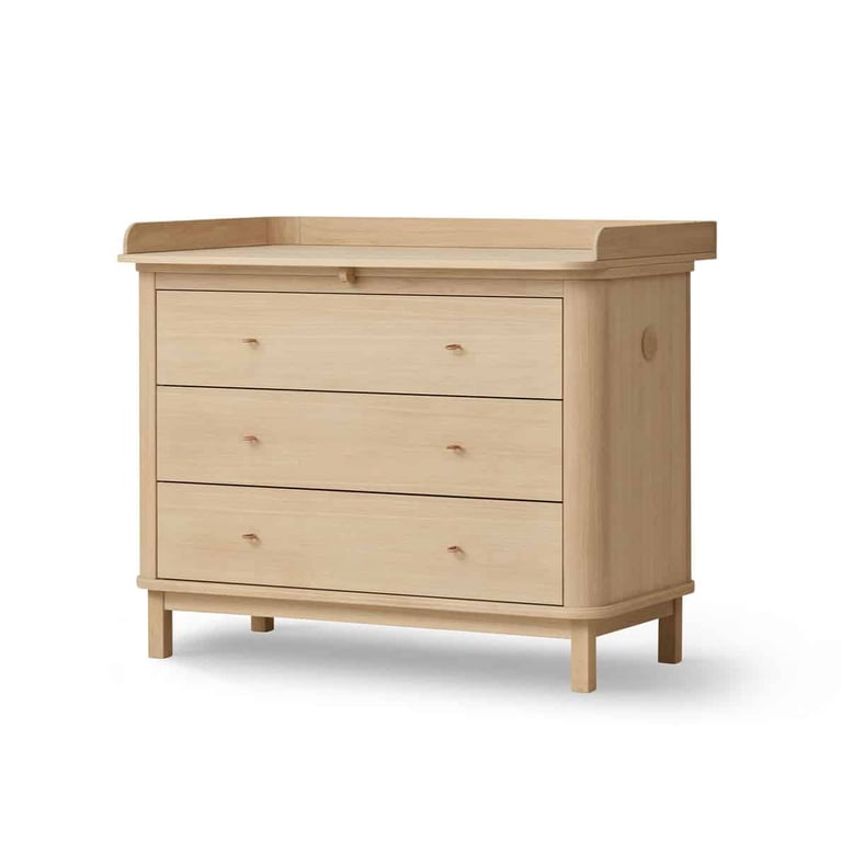 Oliver Furniture Wood Wickelkommode, 3 Schubladen mit Wickelplatte groß, Eiche