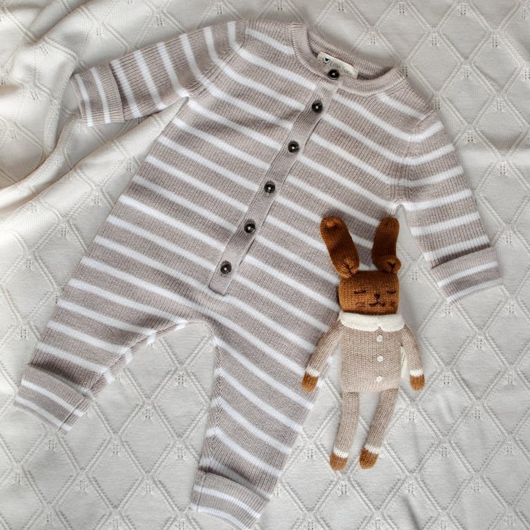 Lille Toni Strampler Thea camel/ creme gestreift (0-1 Jahre) 1