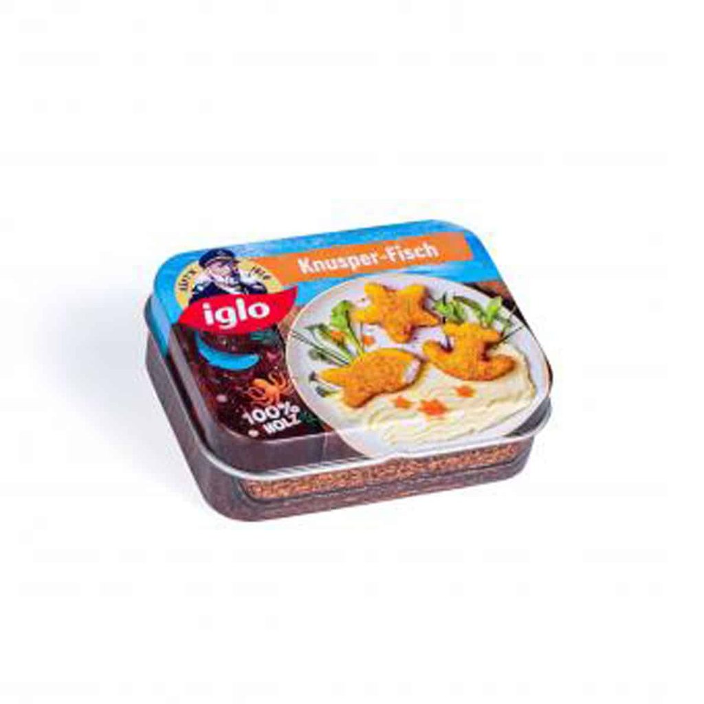 Erzi Holzspielzeug - Knusperfisch von Iglo in der Dose