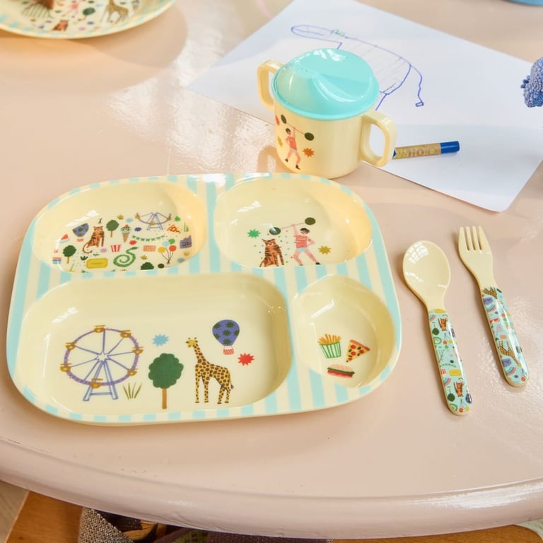 Rice Babylöffel und Gabel Fun Fair Print, mint 1