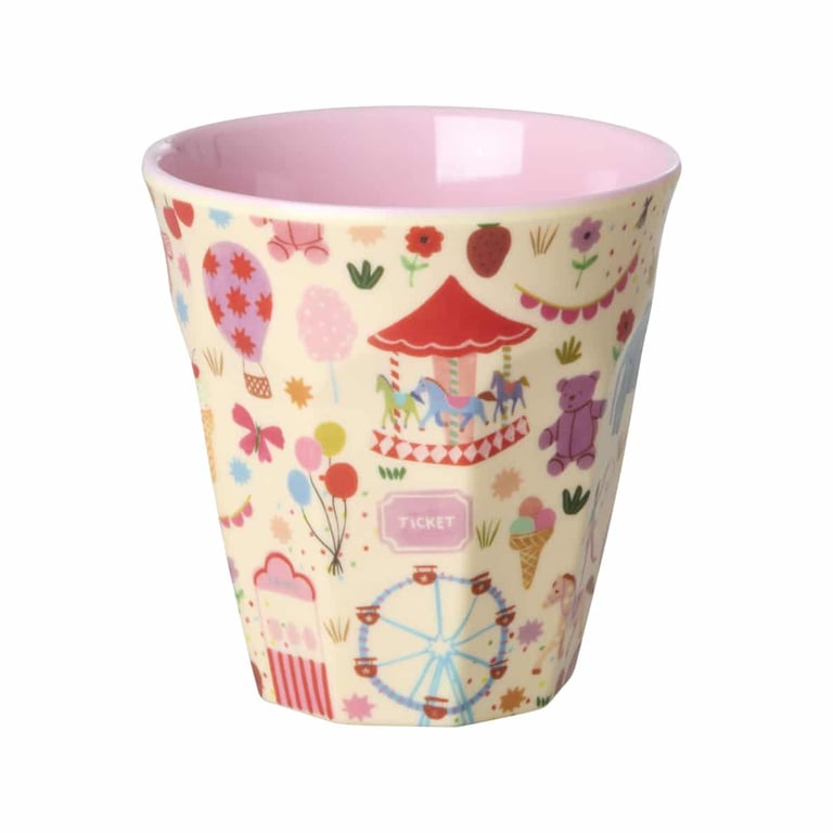 Rice Melamin Becher Medium Fun Fair Print, pink