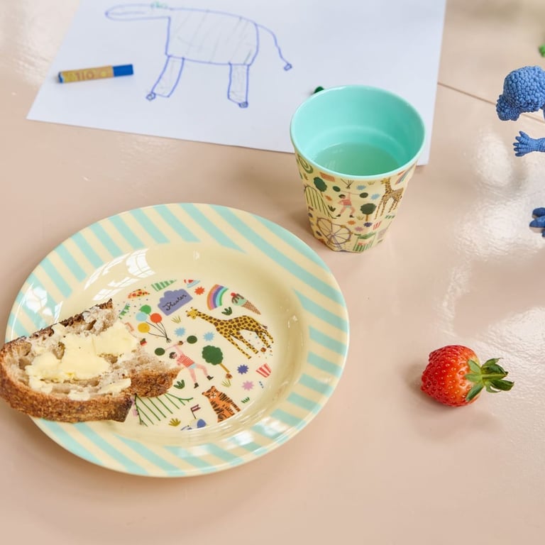 Rice Melamin Kinderschüssel Fun Fair Print, mint 1