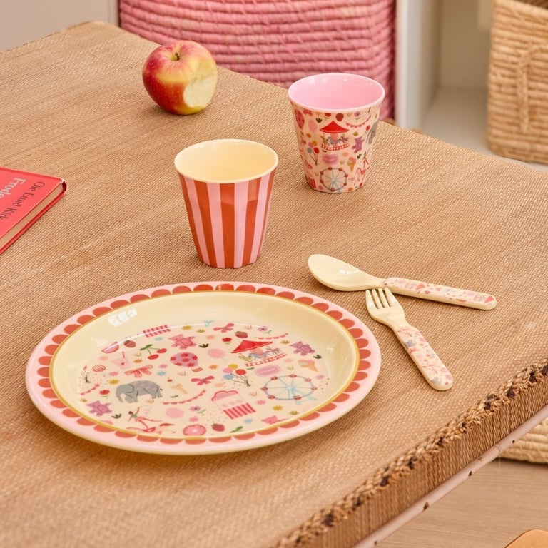 Rice Melamin Kleiner Kinderbecher Fun Fair Print, pink 1