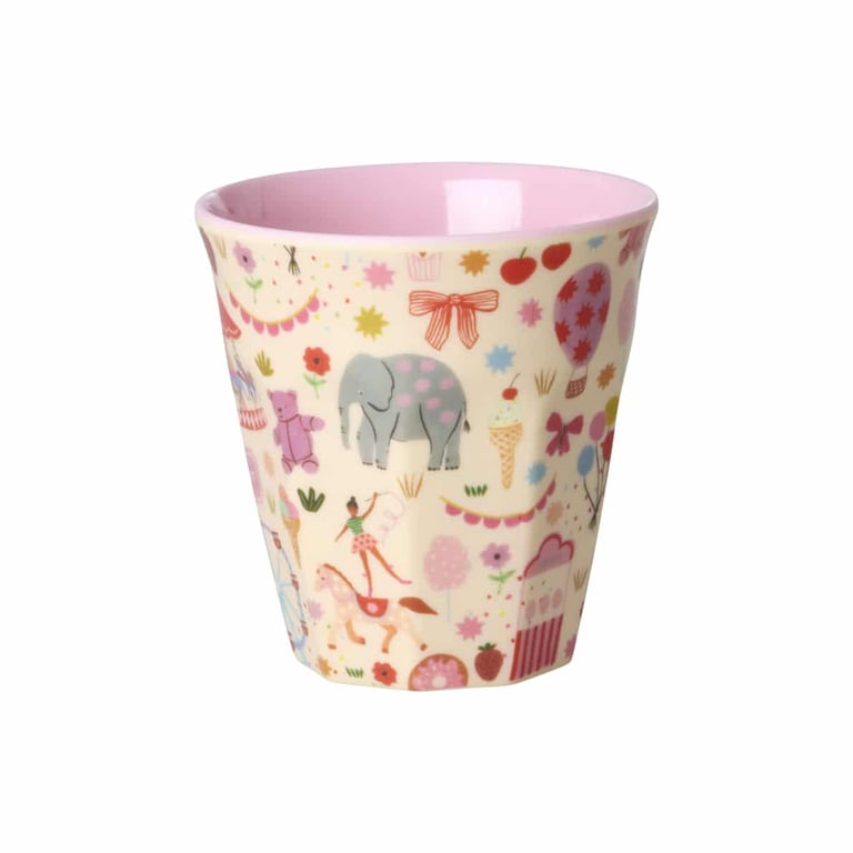 Rice Melamin Kleiner Kinderbecher Fun Fair Print, pink