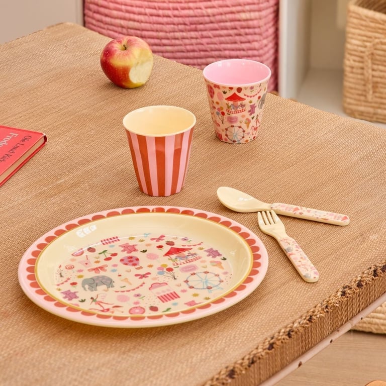 Rice Melamin Lunch Kinderteller Fun Fair Print, pink 1