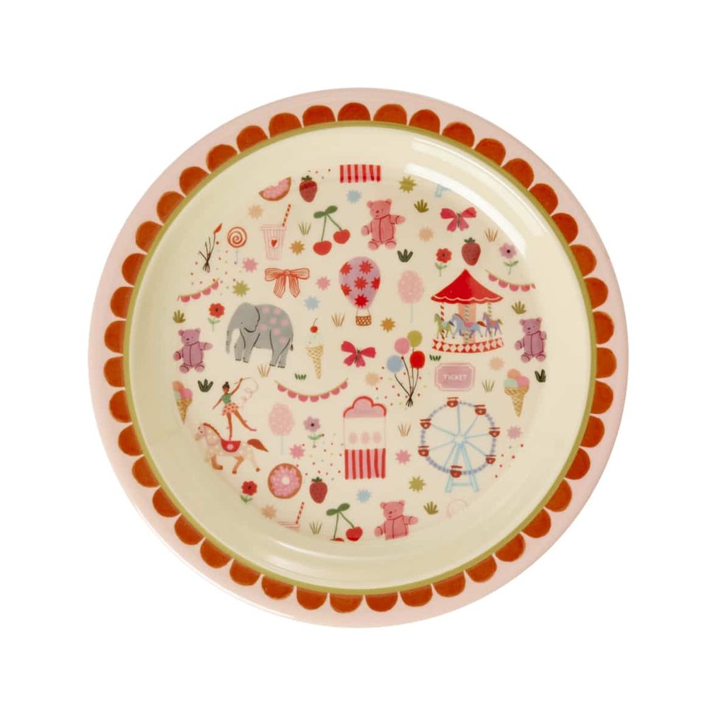 Rice Melamin Lunch Kinderteller Fun Fair Print, pink
