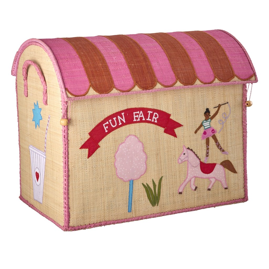 Rice Raffia Großes Aufbewahrungshaus Fun Fair, pink-natural 2