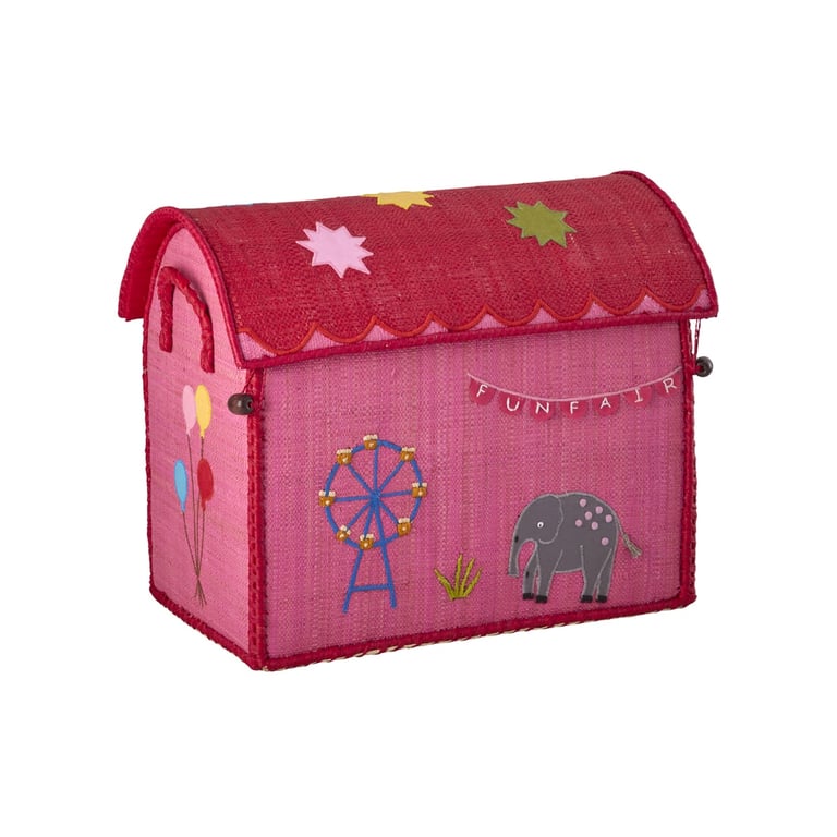 Rice Raffia Kleines Aufbewahrungshaus Fun Fair, pink 2