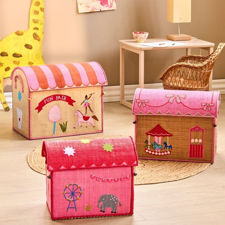 Rice Raffia Medium Aufbewahrungshaus Fun Fair, pink-tea 1