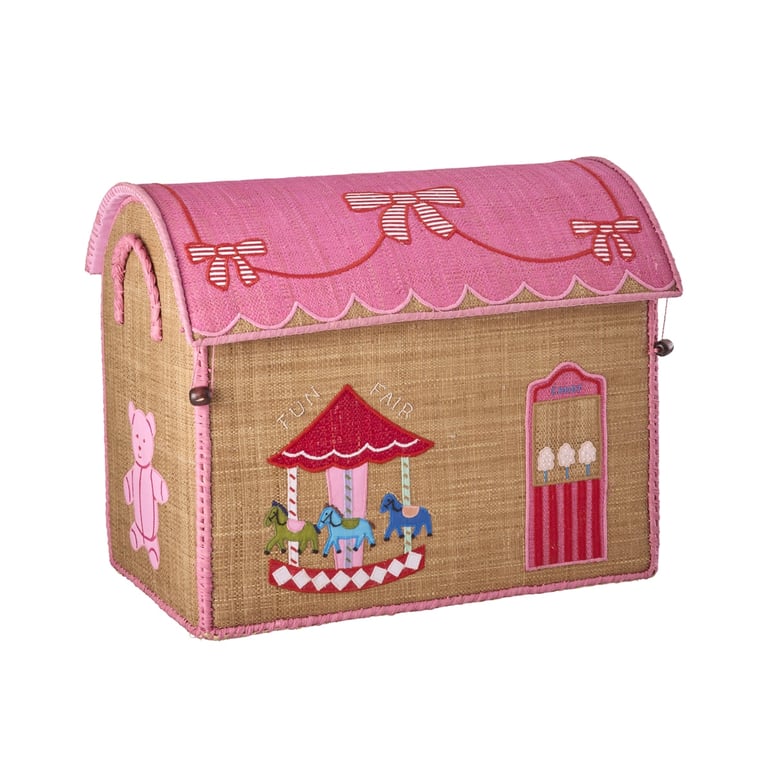 Rice Raffia Medium Aufbewahrungshaus Fun Fair, pink-tea 2