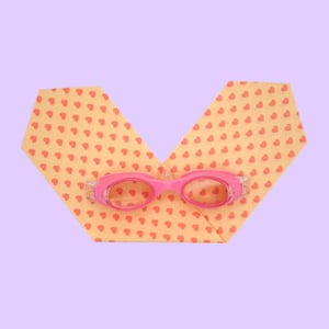 Waterplops Schwimmbrille Plops rosa mit Headband Herzen Fond gelb