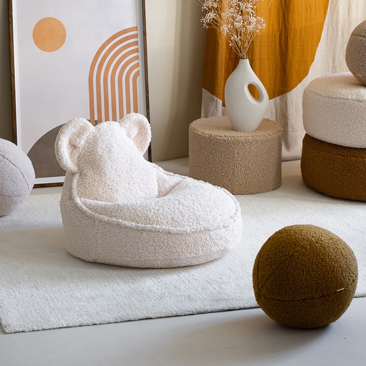 Wigiwama Teddy Bär Sitzsack, Cremeweiß