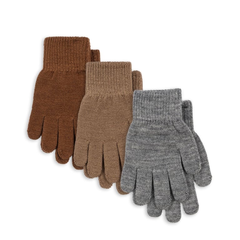 Konges Sløjd Fingerhandschuhe Filla grey melange/beige/braun (3er-Pack)