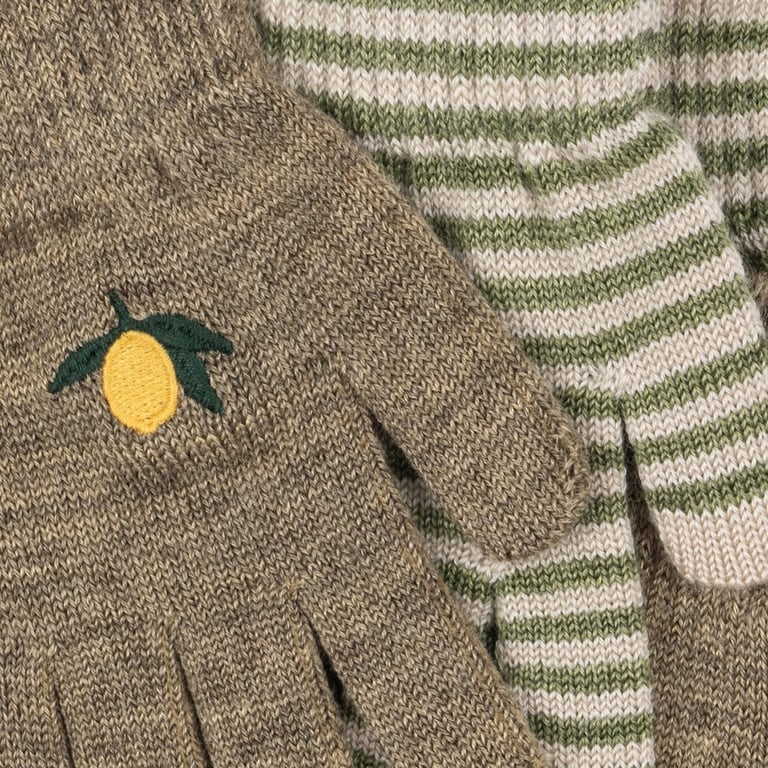 Konges Sløjd Fingerhandschuhe Filla, lemon/ stripe (2er Pack) 1