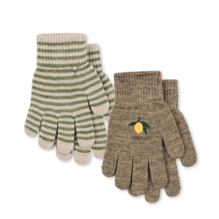 Konges Sløjd Fingerhandschuhe Filla, lemon/ stripe (2er Pack)