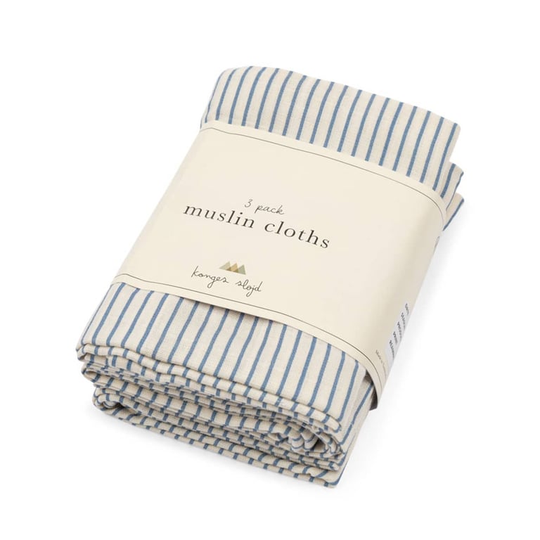Konges Sløjd Mussselin Tücher, Stripe Bluie (3er-Pack)