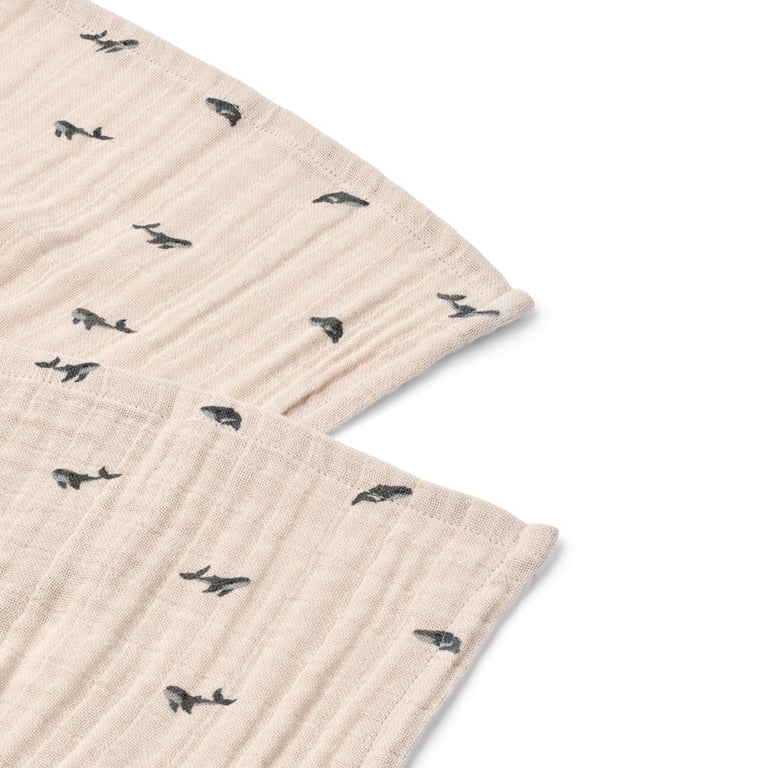 Liewood Musselintuch Lewis 2er Pack, Mini whale/ Sandy 1