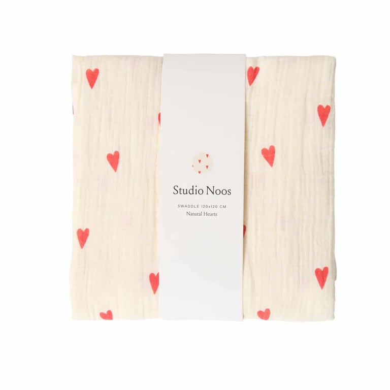 Studio Noos Swaddles Hearts (120 x 120 cm) Natural