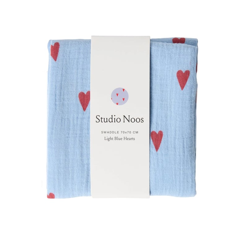 Studio Noos Swaddles Hearts (70 x 70 cm) light blue