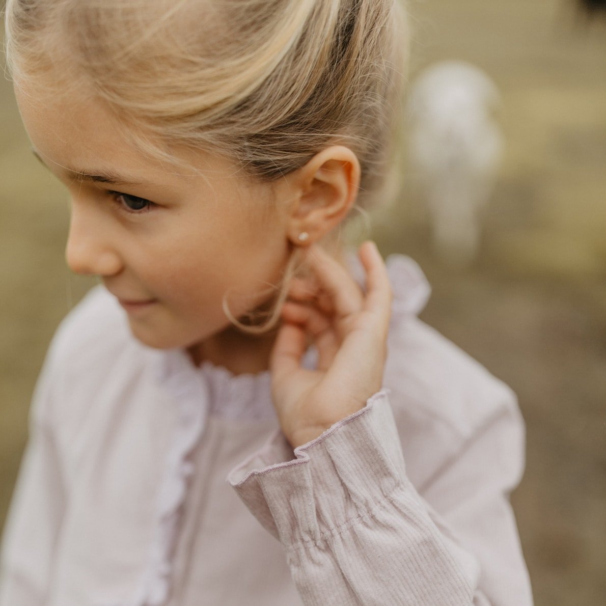 Leevje Cordkleid mit Rüschendetails, lavender 2