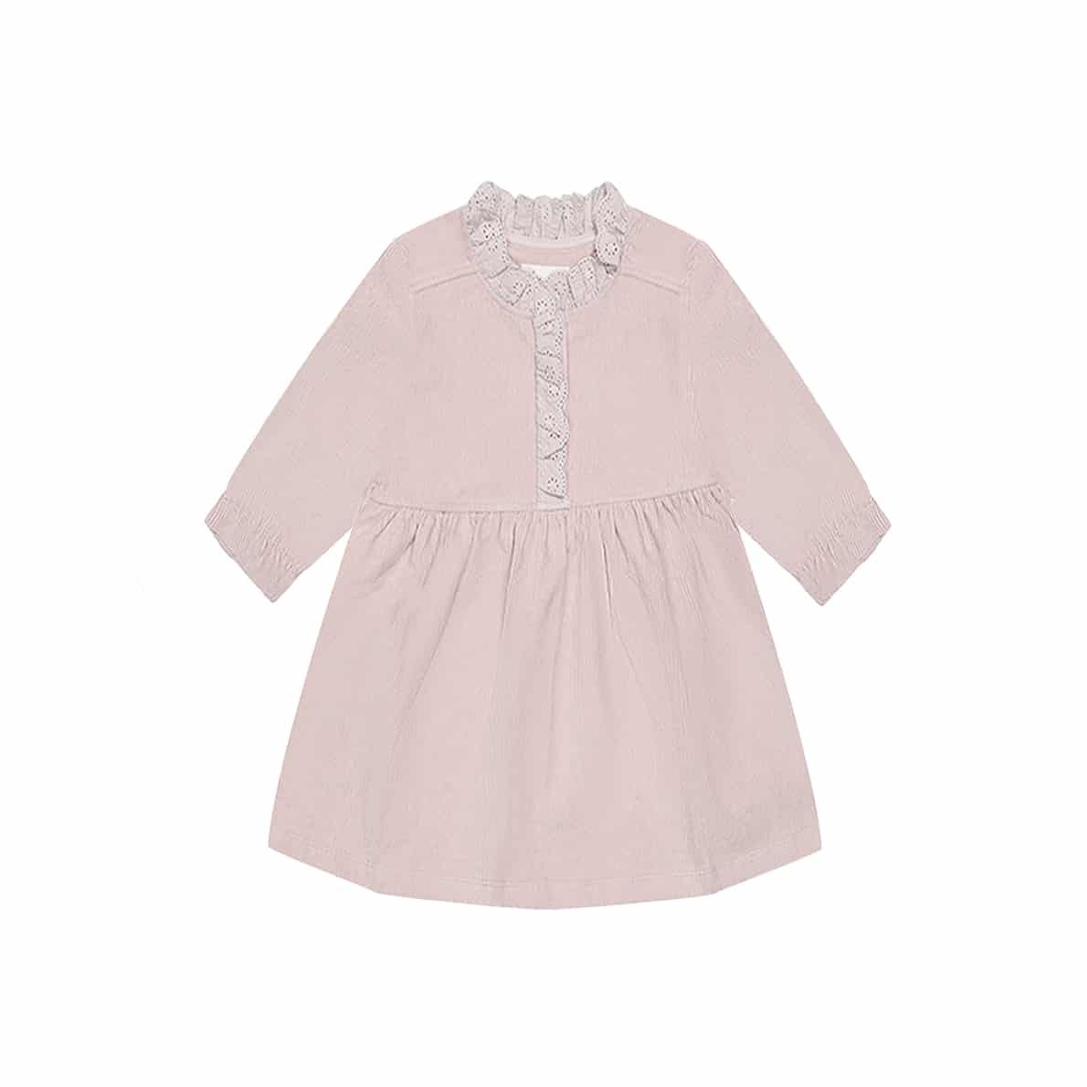 Leevje Cordkleid mit Rüschendetails, lavender