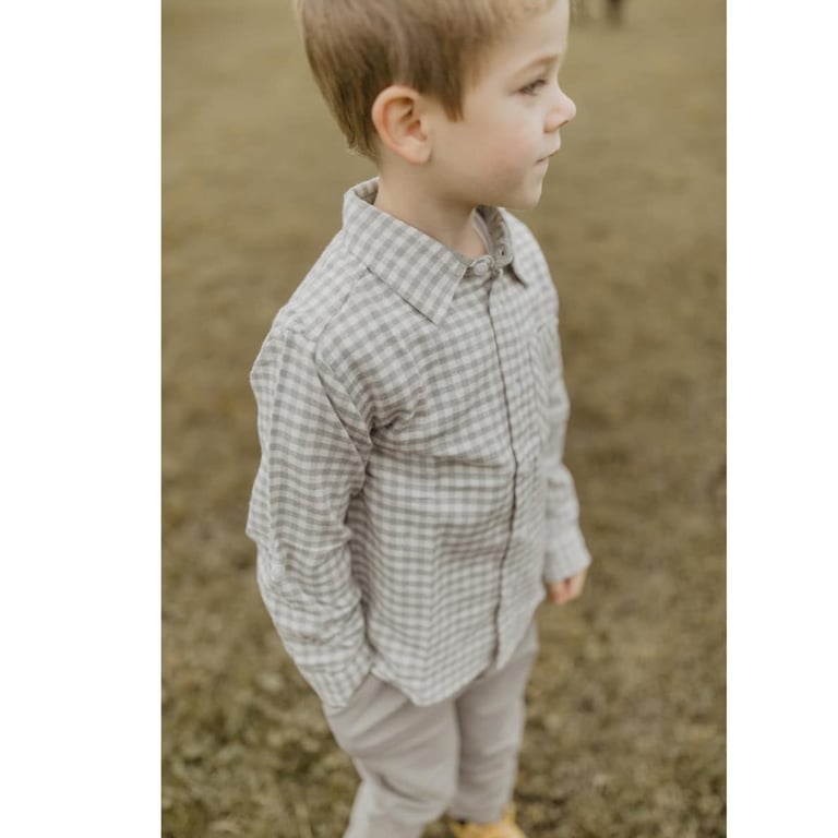 Leevje Kariertes Flanellhemd mit Brusttasche, green gingham 1