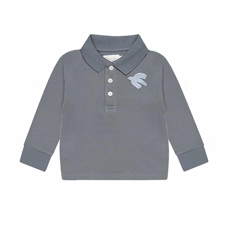 Leevje Langärmliges Polo-Shirt Bird, blue