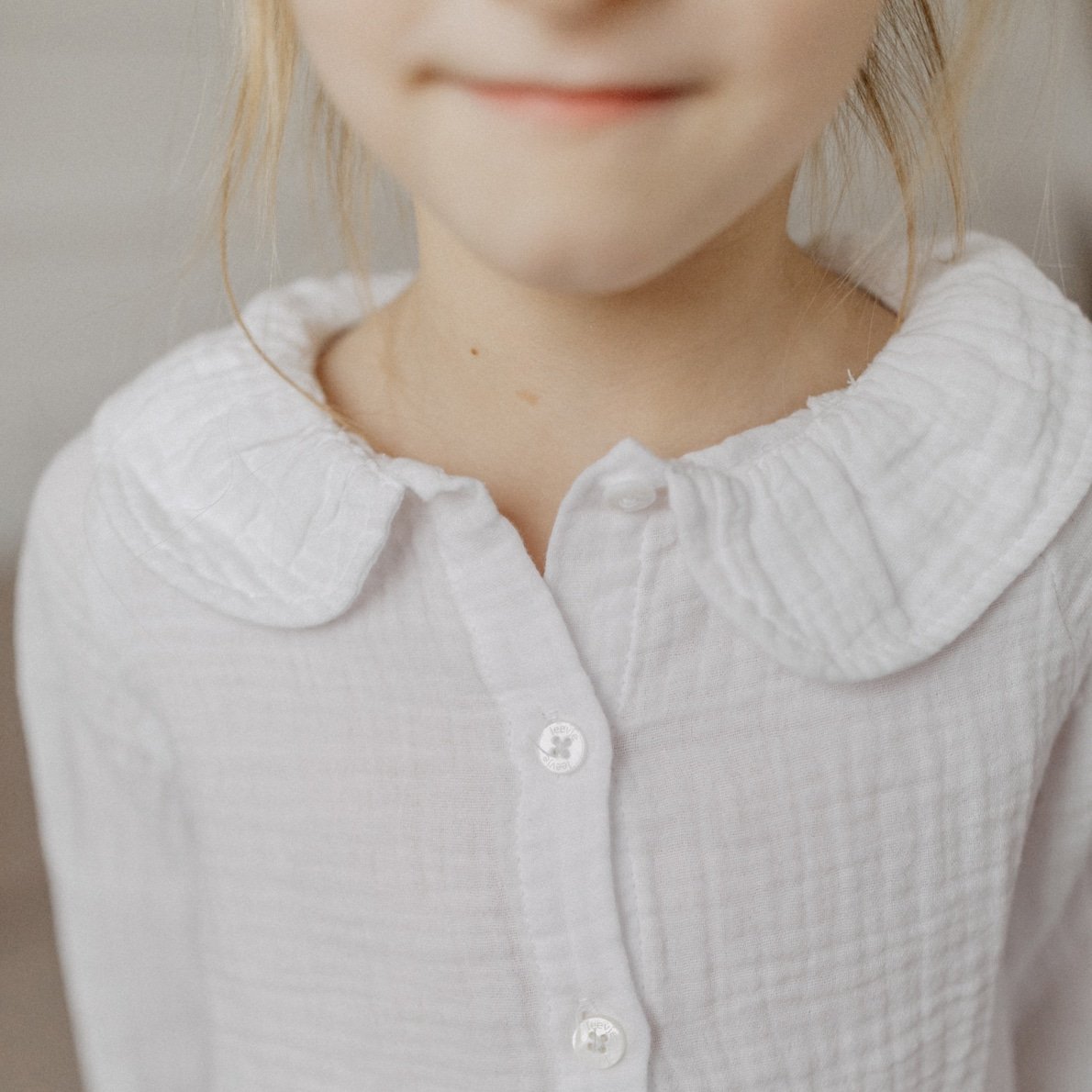 Leevje Musselinbluse mit Kragen, weiß 2