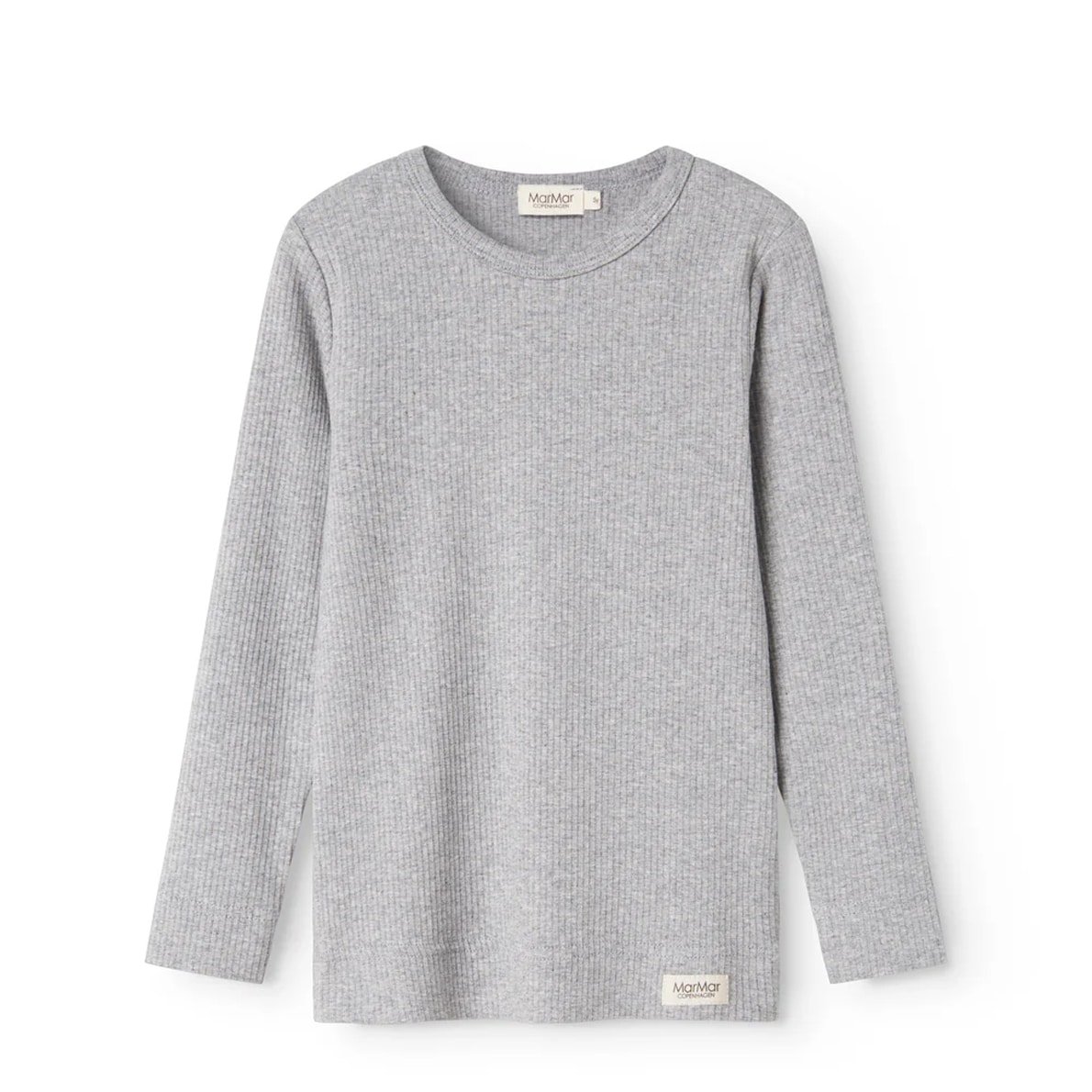 MarMar Copenhagen Langarm-Shirt Plain Tee, Light Grey Melange