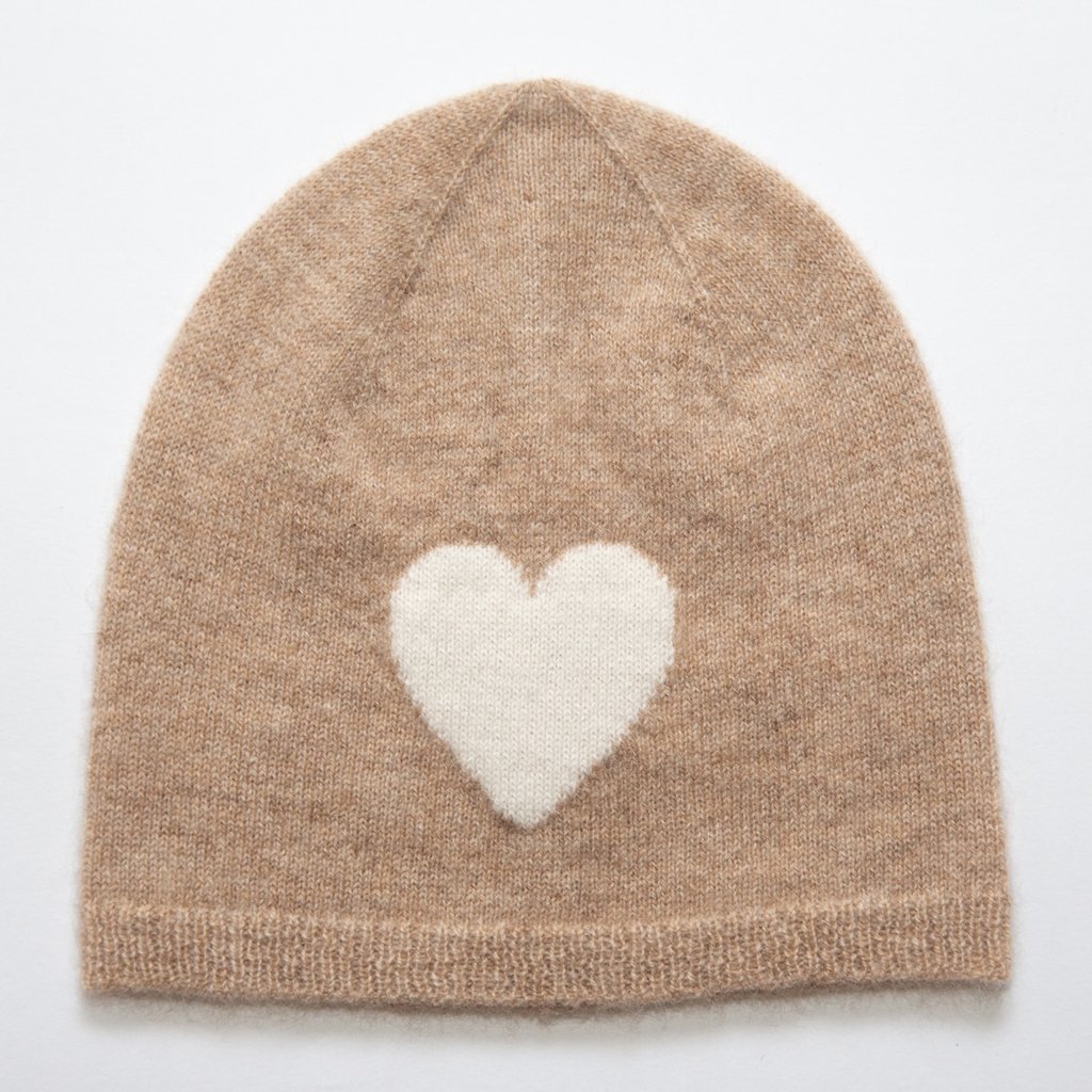 Papa Lobster Mütze Heart, beige melange + weiß