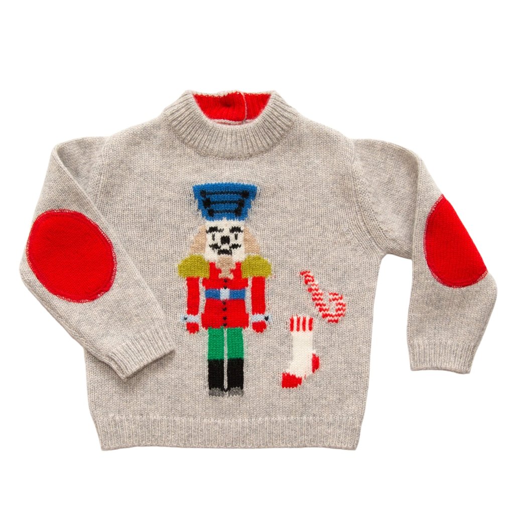 Papa Lobster Pullover Nutcracker, hellgrau melange + mehrfarbig